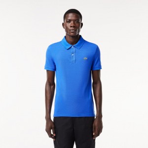 Men's Lacoste Slim Fit Petit Piqué Cotton Polo Shirts Ladigue blue | NFC492358