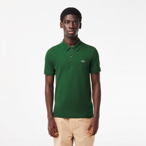 Men's Lacoste Slim Fit Petit Piqué Cotton Polo Shirts Pine green | NFS650147