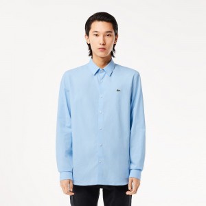 Men's Lacoste Slim Fit Stretch Cotton Poplin Shirt Pastel blue | IVW910364