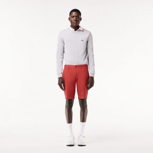 Men's Lacoste Slim Fit Stretch Cotton Shorts Pink | AYM507189