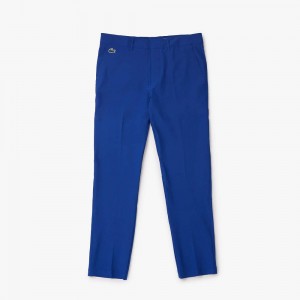 Men's Lacoste Slim Fit Sweat-Wicking Twill Golf Pants Navy Blue | CUM102598