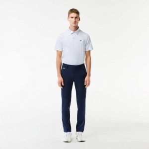 Men's Lacoste Slim Fit Sweat-Wicking Twill Golf Pants Navy Blue | KDY327541