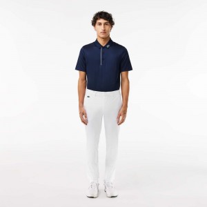 Men's Lacoste Slim Fit Sweat-Wicking Twill Golf Pants White | DTY406738