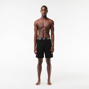 Men's Lacoste Soft Cotton Jersey Shorts Pajamas Black | NVM265910