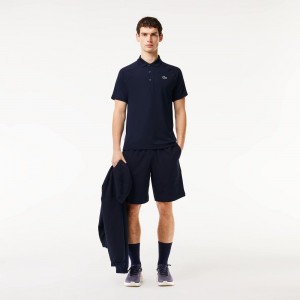 Men's Lacoste Sport Abrasion-Resistant Interlock Polo Shirts Navy Blue | UOT356870