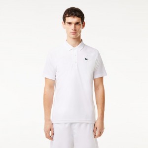 Men's Lacoste Sport Abrasion-Resistant Interlock Polo Shirts White | DMW405372