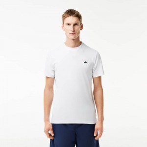 Men's Lacoste Sport Breathable Piqué T-Shirt White | IXO526394