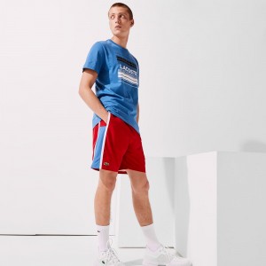 Men's Lacoste Sport Colorblock Panels Lightweight Shorts Red Blue White | PSK253981