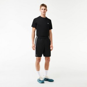 Men's Lacoste Sport Colorblock Panels Lightweight Shorts Black White | NDG480715