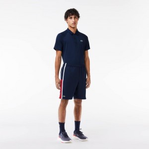 Men's Lacoste Sport Colorblock Panels Lightweight Shorts Navy Blue Bordeaux White | ZAO178605