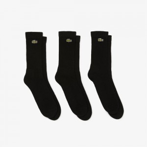 Men's Lacoste Sport High-Cut 3-Pack Socks Black | BEM632450