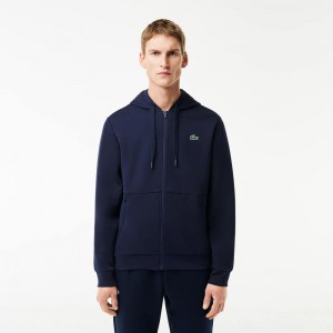 Men's Lacoste Sport Mesh Panels Hoodie Navy Blue | TPG710395