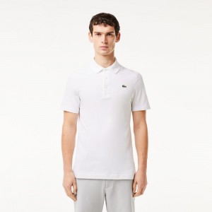 Men's Lacoste Sport Organic Cotton Piqué Golf Polo Shirts White | KBW832951