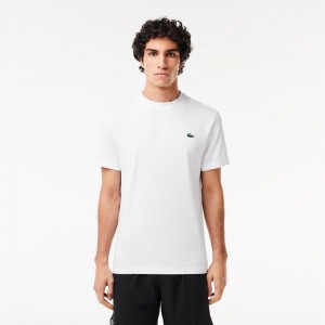 Men's Lacoste Sport Slim Fit Stretch Jersey T-Shirt White | VSW267590