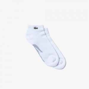 Men's Lacoste Sport Stretch Cotton Low-Cut Socks White Grey Chine | PDO854701