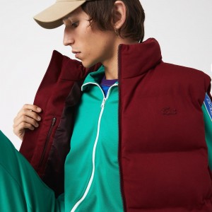 Men's Lacoste Stowable Hood Vest Bordeaux | OQA461809