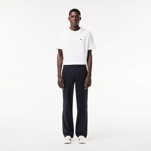 Men's Lacoste Straight Fit Cotton Twill Pants Abysm blue | XPU378594