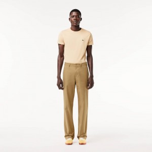 Men's Lacoste Straight Fit Cotton Twill Pants Beige | QHI068742