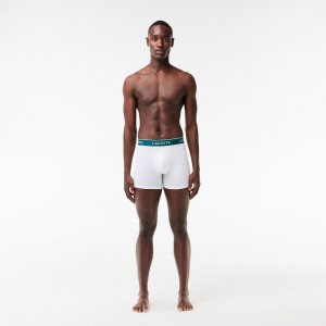 Men's Lacoste Stretch Cotton 3-Pack Boxer Briefs Black White Grey Chine | WHV462815