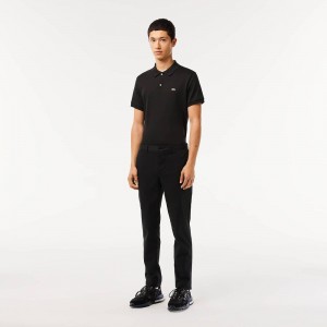 Men's Lacoste Stretch Cotton Slim Fit Pants Black | RPB380472