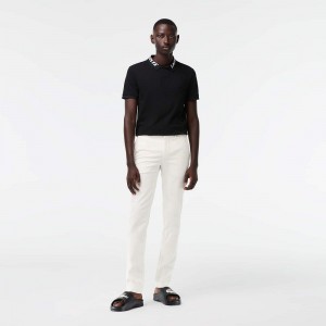 Men's Lacoste Stretch Cotton Slim Fit Pants White | ZLY615390