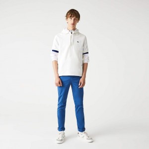 Men's Lacoste Stretch Cotton Slim Fit Pants Blue | CIR043695