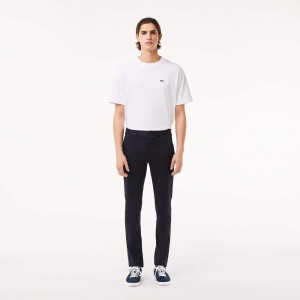 Men's Lacoste Stretch Cotton Slim Fit Pants Abysm blue | ECN573102