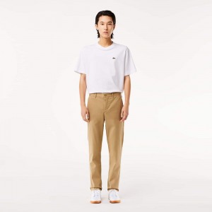 Men's Lacoste Stretch Cotton Slim Fit Pants Beige | XBD654728