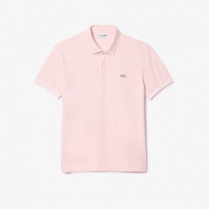 Men's Lacoste Stretch Cotton Smart Paris Polo Shirts Light Pink | WZM750312