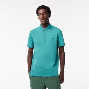 Men's Lacoste Stretch Cotton Smart Paris Polo Shirts Blue | UJX749385