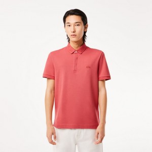 Men's Lacoste Stretch Cotton Smart Paris Polo Shirts Pink | NYX712906