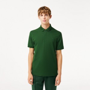 Men's Lacoste Stretch Cotton Smart Paris Polo Shirts Pine green | MOQ769302