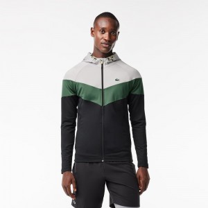 Men's Lacoste Stretch Sweatshirt Grey Dark Green Black | TDA576319