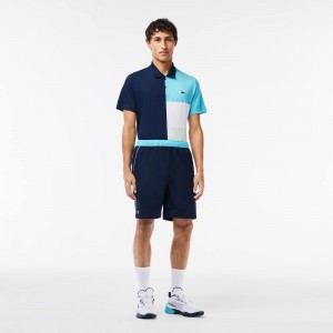 Men's Lacoste Stretch Tennis Shorts Navy Blue Blue | NSP350718