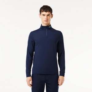 Men's Lacoste Sweatsuit Ultra-Dry Stretch Golf Sweatshirt Navy Blue | KAU346829