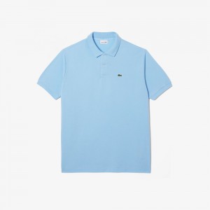 Men's Lacoste Tall Fit Cotton Petit Piqué Polo Shirts Pastel blue | YIF369042