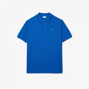 Men's Lacoste Tall Fit Cotton Petit Piqué Polo Shirts Kingdom Blue | DQJ416238