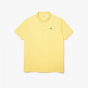 Men's Lacoste Tall Fit Cotton Petit Piqué Polo Shirts Pastel yellow | TBH821304