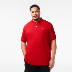 Men's Lacoste Tall Fit Cotton Petit Piqué Polo Shirts Red | PSH574920