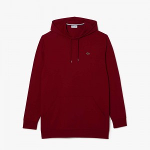 Men's Lacoste Tall Fit Hooded T-Shirt Bordeaux | JMF589371