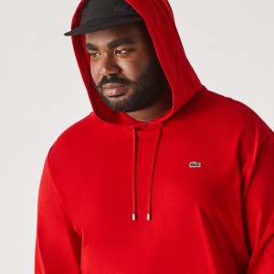 Men's Lacoste Tall Fit Hooded T-Shirt Red | JZY702185