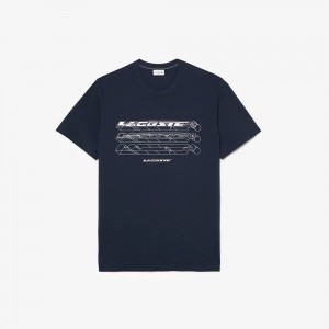 Men's Lacoste Tall Fit Logo T-Shirt Blue | LGB697358