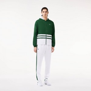 Men's Lacoste Tennis Colorblock Tracksuits Green White Green | QTA910368