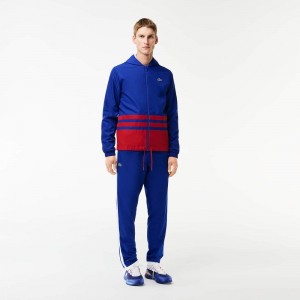 Men's Lacoste Tennis Colorblock Tracksuits Navy Blue Bordeaux White | WRT786943