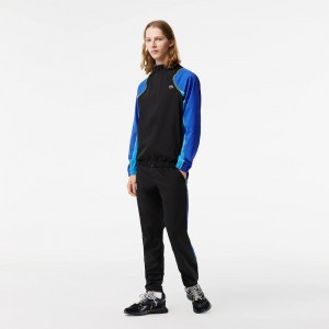 Men's Lacoste Tennis High-Neck Tracksuits Black Blue Yellow | OKE096153