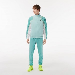 Men's Lacoste Tennis High-Neck Tracksuits Light Green Green White Yellow | RTV407526