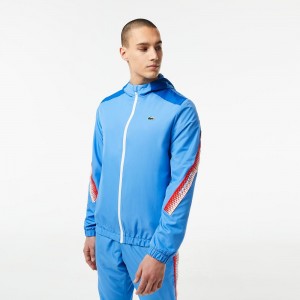 Men's Lacoste Tennis Jackets Blue White | RJF803925