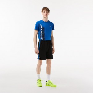 Men's Lacoste Tennis Shorts Black Blue Yellow | JZG703615