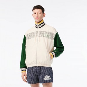 Men's Lacoste Track Jackets White Green | KWJ957028