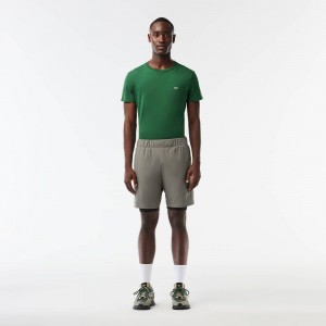 Men's Lacoste Two-Tone SPORT Lined Shorts Grey Black | PKB062875